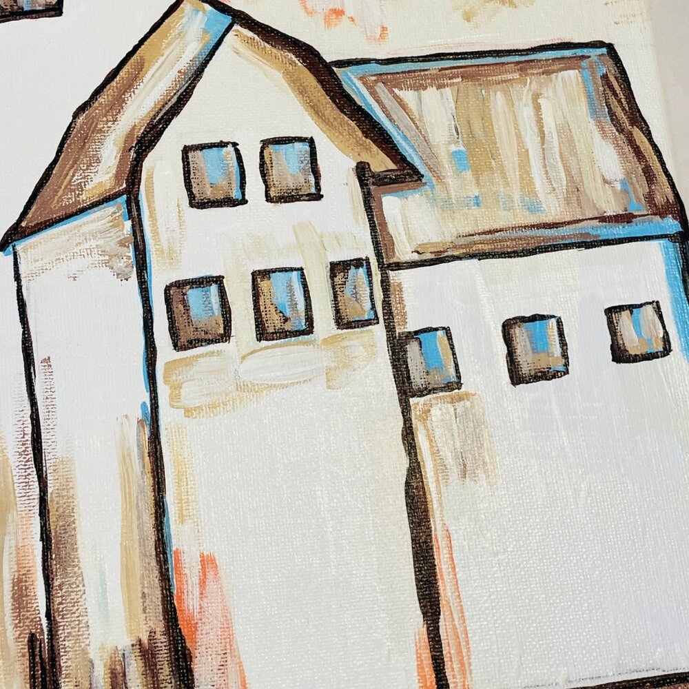 Rustic Barn Canvas Art Painting Signed By RP Artist 12" X 12" Farmhouse Decor - Picture 10 of 10